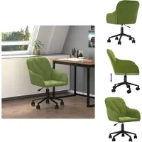vidaXL Chaise de bureau Pivotante Vert clair Velours - Chaises de bureau