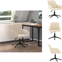vidaXL Chaise de bureau Pivotante Crème Velours - Chaises de bureau
