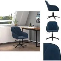 vidaXL Chaise de bureau Pivotante Bleu Velours - Chaises de bureau