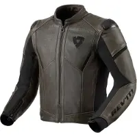 REV'IT! Veste de moto en cuir Revit Parallax, vert foncé/noir, taille 58