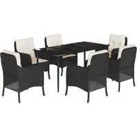 vidaXL Ensemble de jardin 7 pièces avec coussins Noir Poly Rattan