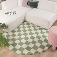 FRAAI Tapis rétro rond | Gambit Vert/Blanc | Ø 120cm | Vert | Rond | Tapis