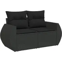 vidaXL Ensemble de salon de jardin 6 pièces avec coussins noir poly rotin