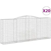 vidaXL Gabions avec arc surélevé 20 pcs 400x50x160/180cm Fer galvanisé