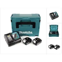 Makita Power Source Kit 18V + 2x Batteries BL1830B 3,0Ah + Chargeur DC18RC ( 196693-0 ) + Coffret Makpac