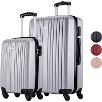 Slazenger Case Set 2 Piece - Hand Luggage Trolley 26L et Spacious Luggage Case 71L - Silver