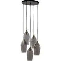 Light & Living Lampe pendante de table à manger Lukaro 5 lumières - verre fumé