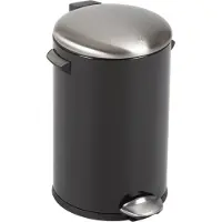 EKO - Belle Deluxe Poubelle à pédale 12 litres - Steel Plastic - Noir, inox mat