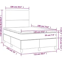 vidaXL Lit boxspring avec matelas bleu 120x190 cm Tissu