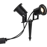 QAZQA Spot de jardin moderne noir avec cordon et fiche 150cm 2 lumières IP65 - Basic