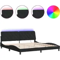 vidaXL Cadre de lit avec LED sans matelas noir 200x200 cm velours