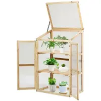 Costway Jardinière surélevée Caisson de jardin Serre Caisson de jardinage pour jardin & balcon Bois 60x45x100cm Naturel