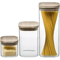 JJA 3 bocaux en verre empilables « hermet » avec couvercle en bois - 5 five simply smart