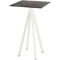 Veba Table de bar Infinity, structure blanche + plateau HPL effet marbre Galaxy, 70 x 70 cm, 1 pièce
