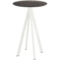 Essentials Infinity - Table de bar, structure blanche + plateau en stratifié haute pression (HPL) effet bois lavé, Ø 70 cm, 1 pièce