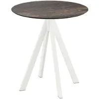 Essentials Infinity - Table de terrasse, structure blanche + plateau en stratifié haute pression (HPL) aspect bois lavé Ø70 cm, 1 pièce