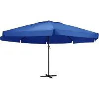 The Living Store Parasol avec mât en aluminium 600 cm bleu azur