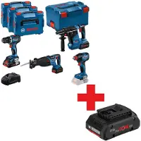 Bosch KIT 4 Outils 18V GSR/GDX/GBH/GSA - - avec batteire 1 x ProCore 18V 4.0Ah - 2 x ProCore 18V 5.5Ah - Chargeur - L-Boxx - 0615990N37