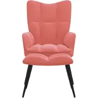 The Living Store Fauteuil relax avec tabouret Velours rose