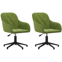 The Living Store Chaise de salle à manger 2 pcs. Pivotant Vert clair Velours