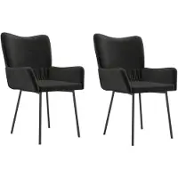 The Living Store Chaise de salle à manger 2 pcs. noir velours