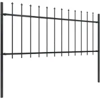 The Living Store Clôture de jardin avec pointes de lance Acier 13,6 x 0,8 m Noir