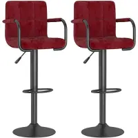 The Living Store Tabouret de bar 2 pcs. Velours rouge vin