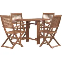 The Living Store 5-pc. Ensemble de salle à manger de jardin pliant en bois massif d'acacia