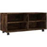 The Living Store Armoire TV à roulettes Chêne fumé 90x35x35 cm Bois composite
