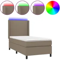 The Living Store Lit Boxspring avec matelas & LED Taupe 100x200 cm Tissu