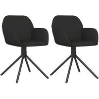 The Living Store Chaise de salle à manger 2 pcs. Pivotant Noir Velours