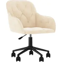 The Living Store Chaise de bureau Pivotante Crème Velours