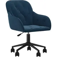 The Living Store Chaise de bureau pivotante bleu velours