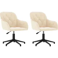 The Living Store Chaise de salle à manger 2 pcs. Pivotant Crème Velours