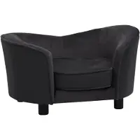 The Living Store Canapé pour chien Noir 69x49x40 cm Peluche et cuir synthétique