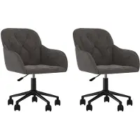 The Living Store Chaise de salle à manger 2 pcs. Pivotant Gris foncé Velours