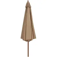 The Living Store Parasol avec mât en bois 350 cm Taupe