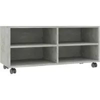 The Living Store Armoire TV à roulettes gris béton 90x35x35 cm Bois composite