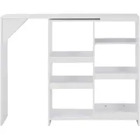 The Living Store Table de bar avec étagère mobile blanc 138x39x110 cm