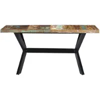 The Living Store Table de salle à manger 140x70x75 cm Vieux bois massif