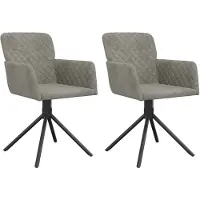 The Living Store Chaise de salle à manger 2 pcs. Pivotant Gris clair Velours
