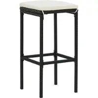 The Living Store Tabouret de bar avec coussin 3 pcs noir poly rotin