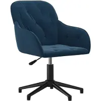The Living Store Chaise de bureau pivotante bleu velours