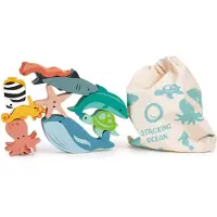 Mentari jeu d'empilage en bois océan - Jouet éducatif animaux marins enfants