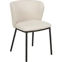 Beliani Lot de 2 chaises de salle à manger en polyester blanc crème pieds en métal noir sans accoudoirs dossier arrondi design contemporain moderne
