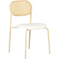 Beliani Lot de 2 chaises de salle à manger structure en métal avec effet bois clair assise rembourrée beige dossier avec tissage viennois style rétro cuisine salle à manger