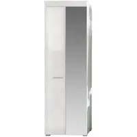 Ebuy24 Amira Armoire 2 portes, blanc, blanc brillant.