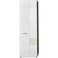 Ebuy24 LineGD Armoire 2 portes argent fumé, blanc brillant.