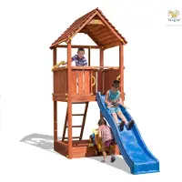 Fungoo Tour de jeux / maison de jeux de jardin JOY, avec toboggan 2,2m & bac à sable ; 00555