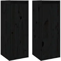 vidaXL Armoires murales 2 pcs Noir 30x30x80 cm Bois de pin massif